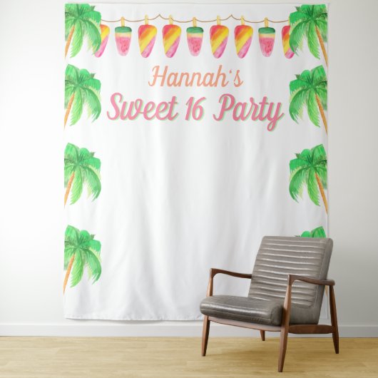 Hawaiaans Luau Feest Tropisch Fotohokje Achtergron Wandkleed (In situ)