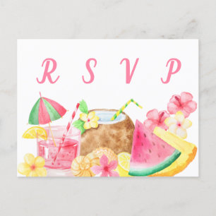 Hawaïaans Luau Thema Tropisch Feest RSVP Uitnodiging Briefkaart