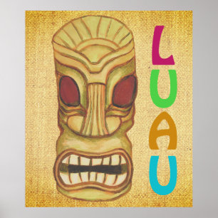 Hawaiaans Luau Tiki Feestmasker Poster
