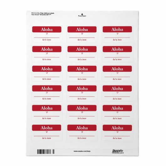 Hawaïaans Mijn naam is...Labels Etiket (Full Sheet)