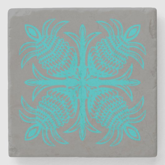 hawaïaans onderzetter van ananassteen met een kant (Voorkant)