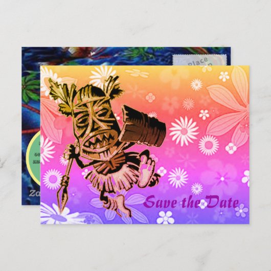 Hawaïaans ontwerp aankondigingskaart (Voorkant / Achterkant)