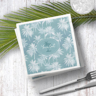 Hawaiaans palmboom silhouetpatroon turkoois ID1093 Servet