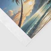 Hawaiaans palmstrand bij zonsondergang tissuepapier (Detail)