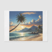 Hawaiaans palmstrand bij zonsondergang tissuepapier (Voorkant)