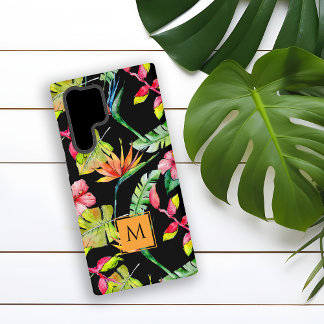 Hawaiaans Paradijs Tropische Planten Zwart Samsung Galaxy Hoesje