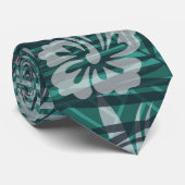 Hawaïaans patroon met Hibiscus bloem palmbladeren Stropdas