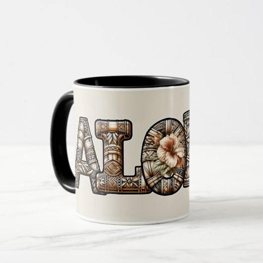 Hawaïaans Polynesisch Aloha Bamboe Look Mok (Voorkant links)