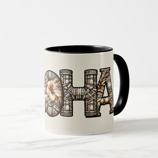 Hawaïaans Polynesisch Aloha Bamboe Look Mok (Voorkant rechts)