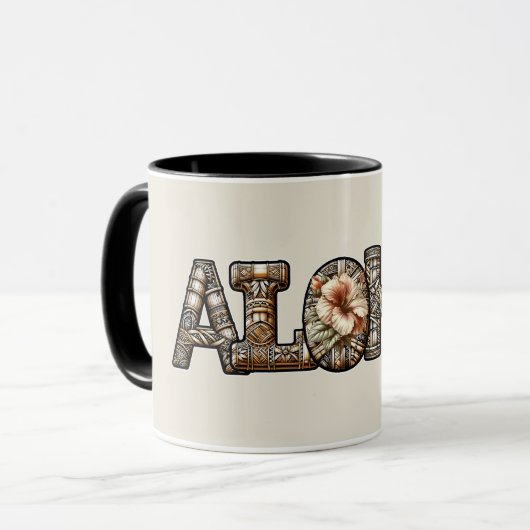 Hawaïaans Polynesisch Aloha Bamboe Look Mok (Voorkant links)