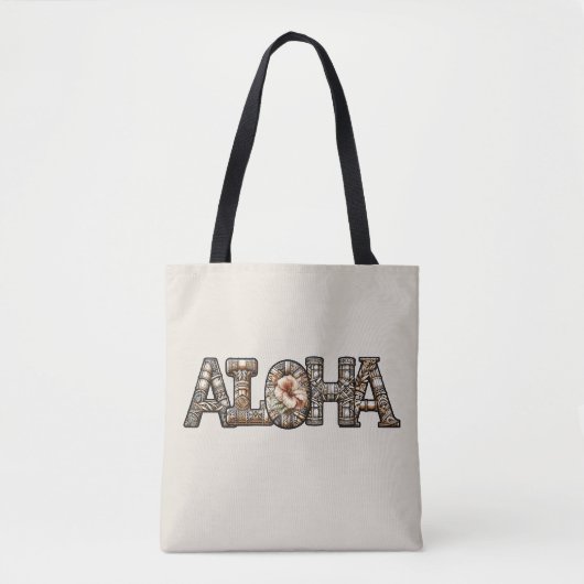 Hawaïaans Polynesisch Aloha Bamboe Look Tote Bag (Voorkant)