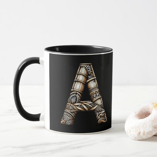 Hawaïaans Polynesisch Aloha Letter A Custom Initia Mok (Met donut)