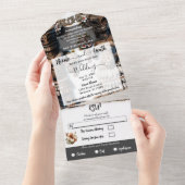 Hawaïaans Polynesisch Tiki Bruid en bruidegom Brui All In One Uitnodiging (Afscheurbaar)