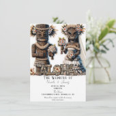 Hawaïaans Polynesisch Tiki Bruid en bruidegom Brui Kaart (Staand voorkant)