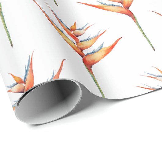 Hawaïaans Print heliconia bloem 2 Cadeaupapier (Rol Hoek)