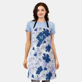 Hawaïaans Print Mannen Blauw Tropisch Monogram Sch Schort (Gedragen)