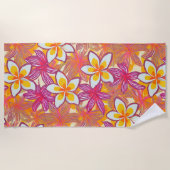 Hawaïaans print plumeria patroon strandlaken (Voorkant)