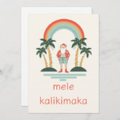 Hawaiaans/Regebogen/Palms Santa Feestdagenkaart (Voorkant / Achterkant)