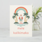 Hawaiaans/Regebogen/Palms Santa Feestdagenkaart (Staand voorkant)