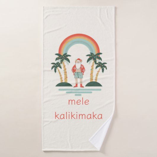 Hawaïaans/Regenboog/Palms Santa Badhanddoek (Badhanddoek)