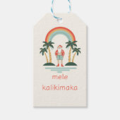 Hawaïaans/Regenboog/Palms Santa Cadeaulabel (Voorkant)