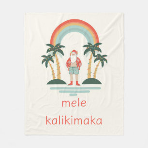 Hawaïaans/Regenboog/Palms Santa Fleece Deken