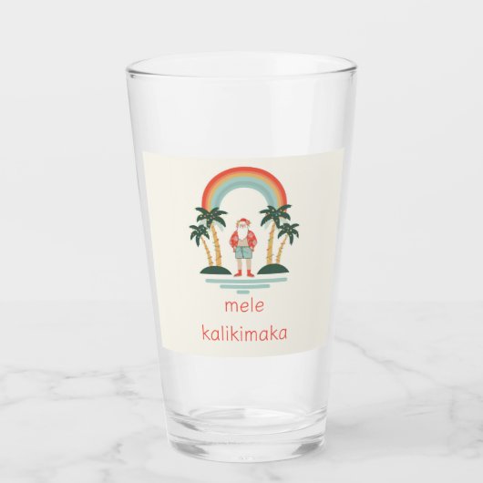 Hawaïaans/Regenboog/Palms Santa Glas (Voorkant)