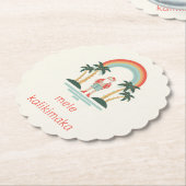 Hawaïaans/Regenboog/Palms Santa Kartonnen Onderzetters (Gekanteld)