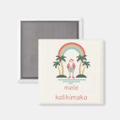 Hawaïaans/Regenboog/Palms Santa Magneet (Voorkant / Achterkant)