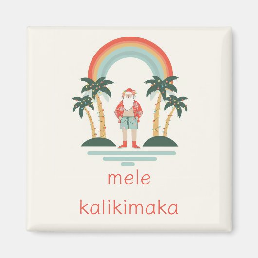 Hawaïaans/Regenboog/Palms Santa Magneet (Voorkant)