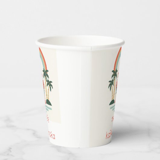 Hawaïaans/Regenboog/Palms Santa Papieren Bekers (Rechts)