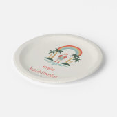 Hawaïaans/Regenboog/Palms Santa Papieren Bordje (Gekanteld)