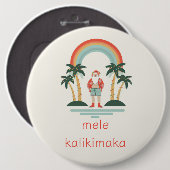 Hawaïaans/Regenboog/Palms Santa Ronde Button 6,0 Cm (Voorkant /achterkant)