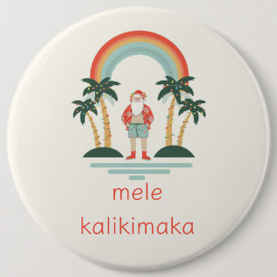 Hawaïaans/Regenboog/Palms Santa Ronde Button 6,0 Cm