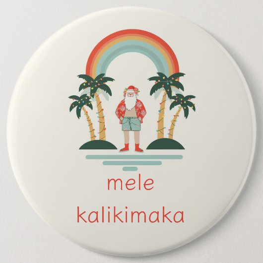 Hawaïaans/Regenboog/Palms Santa Ronde Button 6,0 Cm (Voorkant)