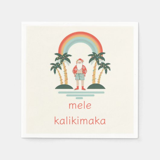 Hawaïaans/Regenboog/Palms Santa Servet (Voorkant)