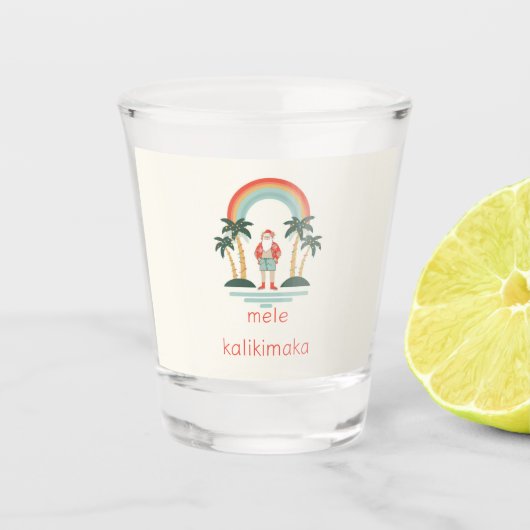 Hawaïaans/Regenboog/Palms Santa Shot Glas (Voorkant)