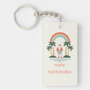 Hawaïaans/Regenboog/Palms Santa Sleutelhanger