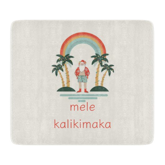 Hawaïaans/Regenboog/Palms Santa Snijplank (Voorkant)