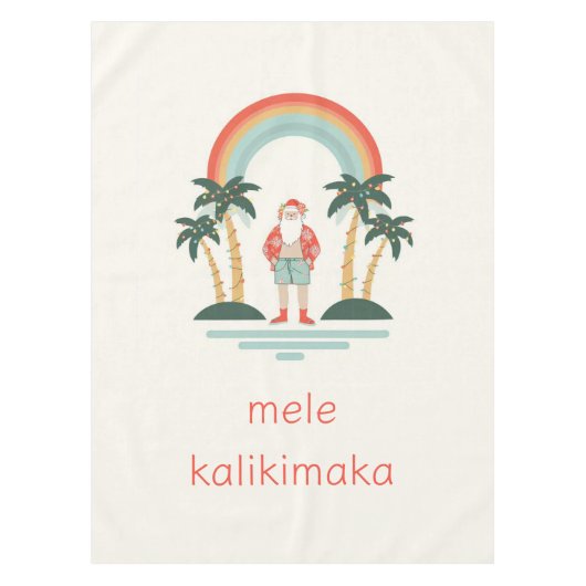 Hawaïaans/Regenboog/Palms Santa Tafelkleed (Voorkant)