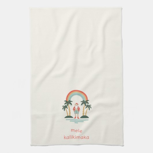 Hawaïaans/Regenboog/Palms Santa Theedoek (Verticaal)