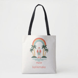 Hawaïaans/Regenboog/Palms Santa Tote Bag