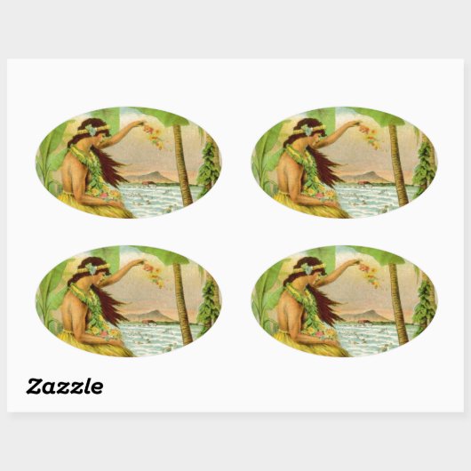  Hawaïaans reizen Ovale Sticker (Vel)