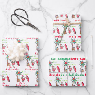 Hawaïaans Santa Mele Kalikimaka inpakpapier Vel
