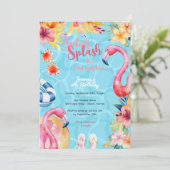 Hawaïaans splash zomer zwembad verjaardagsfeestje kaart (Staand voorkant)