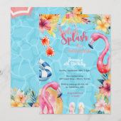 Hawaïaans splash zomer zwembad verjaardagsfeestje kaart (Voorkant / Achterkant)