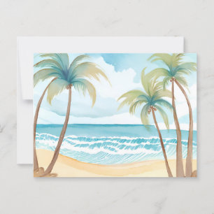 Hawaiaans strand   Palmenboom Tropisch Aquarel Briefkaart