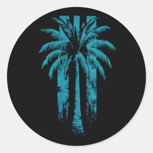 Hawaiaans strand zomer tropische vakantie palmboom ronde sticker (Voorkant)