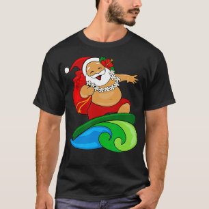 Hawaïaans Surfen Santa op een golf met Sack Surfbo T-shirt