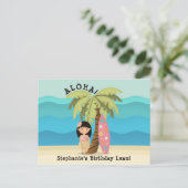Hawaiaans Surfmeisje Briefkaart (Staand voorkant)
